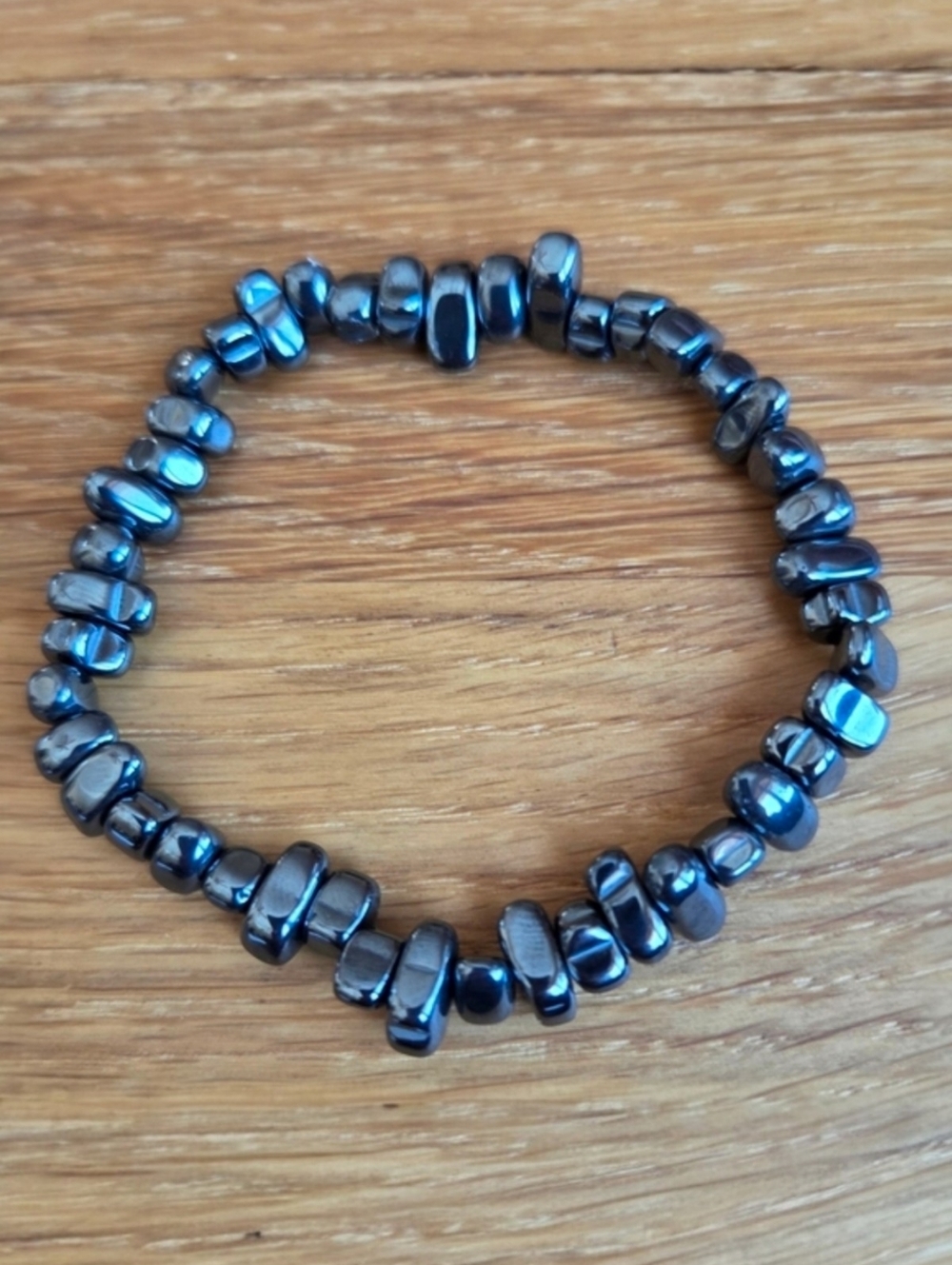 Dark Gray Hematite Beads Streych Bracelet - Hand Crafted